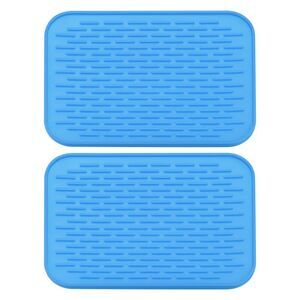 2 Pcs 8.5" x 6" Silicone Drain Pad Heat Resistant - Blue